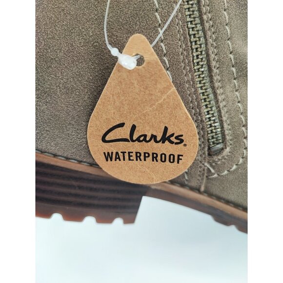 Clarks Women's Dark Taupe Suede Aspra Walk Waterproof Booties Size 9.5W US - Picture 9 of 9